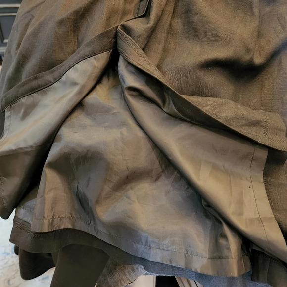 Oscar De La Renta Linen Blend Black Dress Button Front Flare 3/4 Sleeve Size 4 - Picture 10 of 16